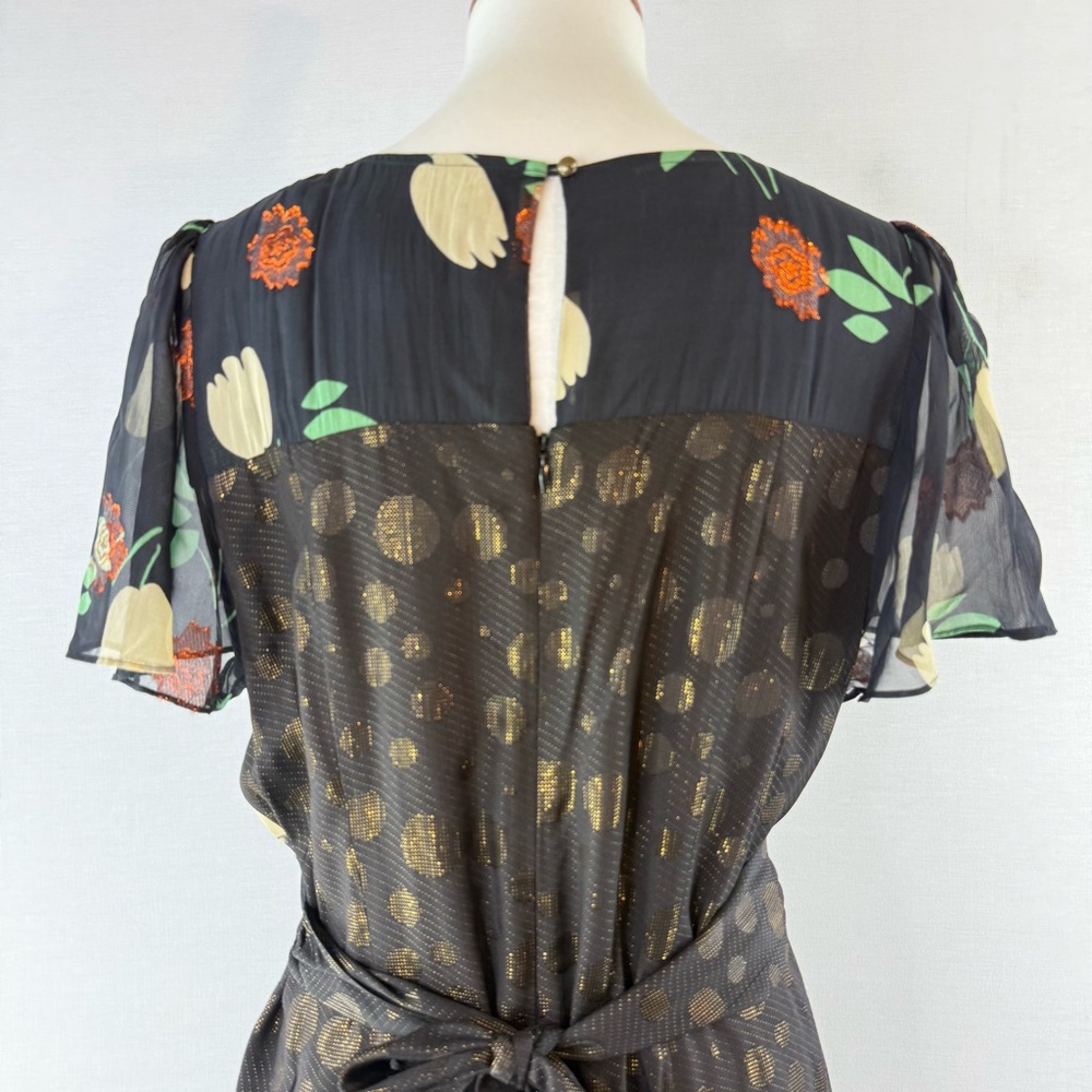 Anthropologie Black and Green Ciao Bella Floral Midi Dress by Moulinette Soeurs - Picture 5 of 16